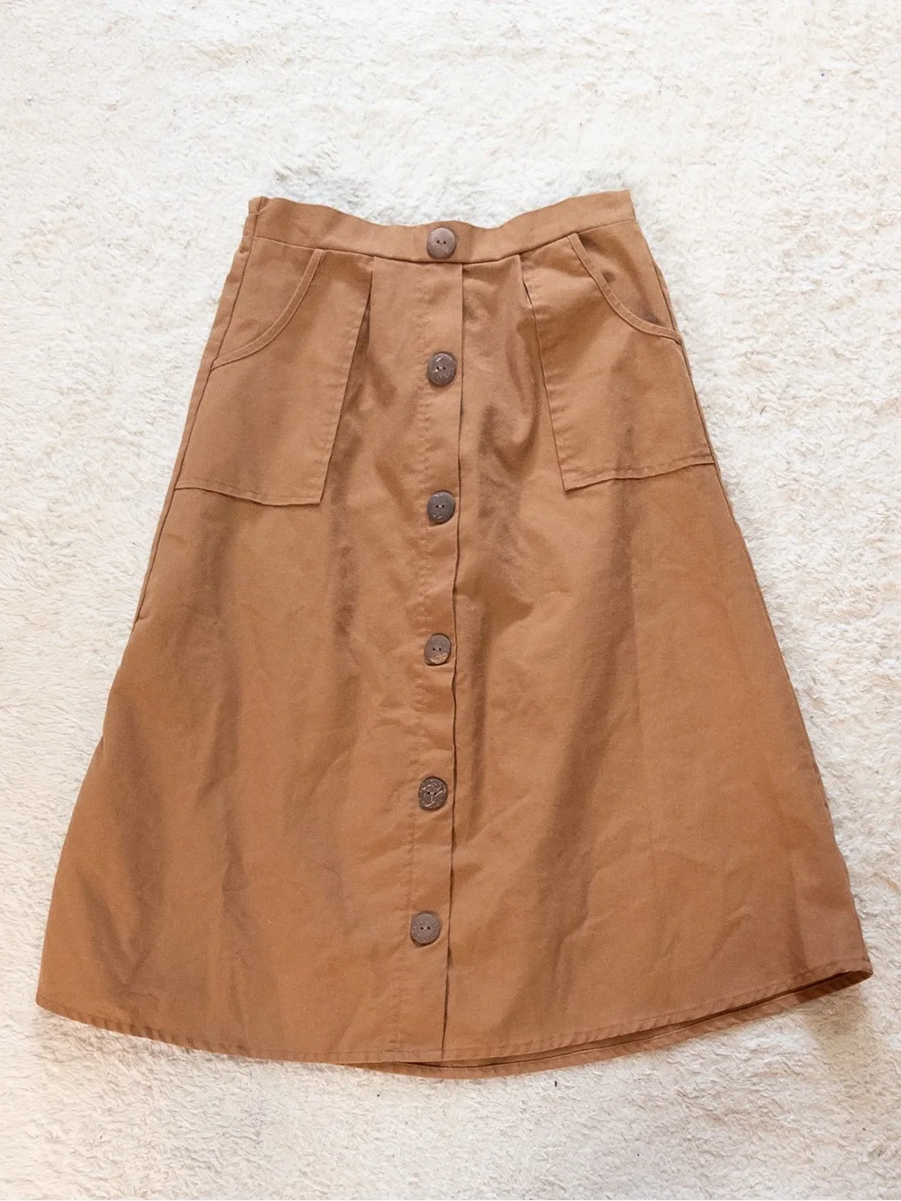 Modern Attraction Rust Brown Button Front Midi Skirt Size Medium - Picture 7 of 9